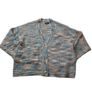 BLANKNYC Cardigan Women L Multi Marled Chunky Knit Wool Blend Buttons Pockets